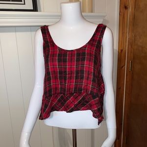 Cute Red and Black Flannel Crop Top